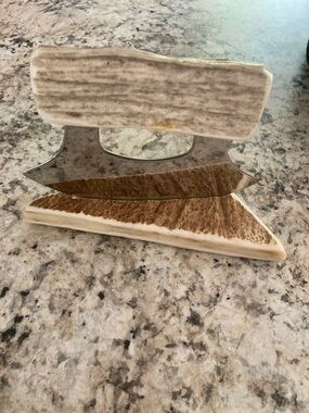 Alaskan Ulu knife Eagle River Knife Company with stand curved chopping blade